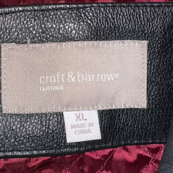 Croft & Barrow Black Leather Jacket ~ Zip & Belted ~ XL - Picture 3 of 7